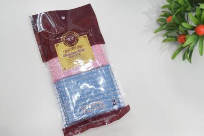 Transparent OPP bag packed with steel wire cleaning balls plus kitchen cleaning and scrubbing baijie cloth sets come in a variety of colors
