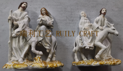 Western religious series of figures resin crafts Christian supplies Joseph Mary holding son riding a donkey placed pieces