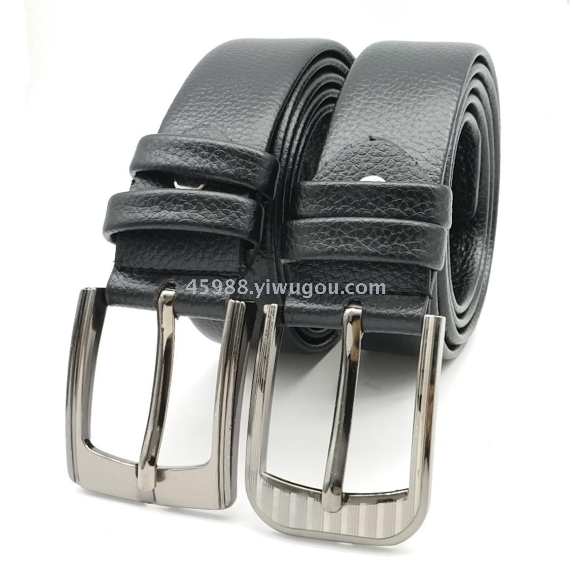 商务批发男士针扣皮带包边针扣休闲 腰带男 耐刮仿超纤牛仔裤带