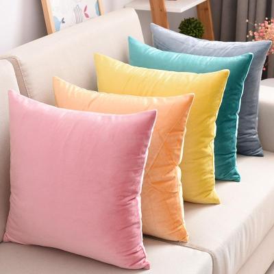 Plain velvet cushion sofa pillowcase office backrest cushion square cover with core pillow