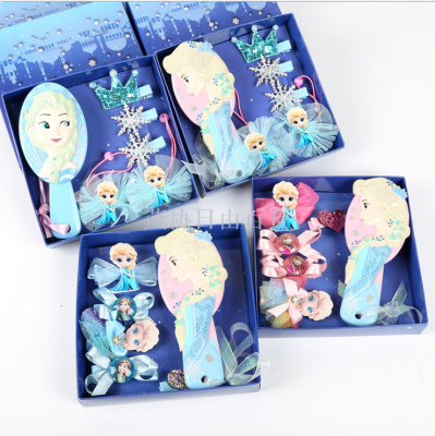 Frozen Crown Necklace Elsa Accessories Children's Luminous Barrettes Hair Accessories Gift Box Suit