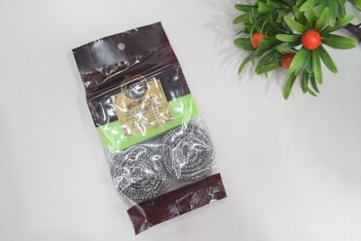 Transparent OPP bag packed with steel wire cleaning balls plus kitchen cleaning and scrubbing baijie cloth sets come in a variety of colors