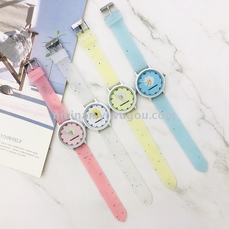 新款网红爆款糖果色闪粉硅胶小雏菊小清新学生手表