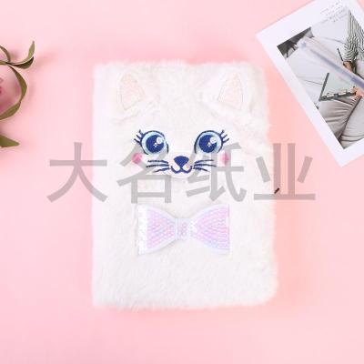 Bow decorated the cat head primary and secondary school plush notebook notepad schoolgirl express notes hand book