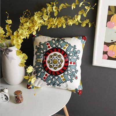 American rural pure cotton embroidery pillowcase cushion simple sofa sitting room cotton embroidery backrest model 