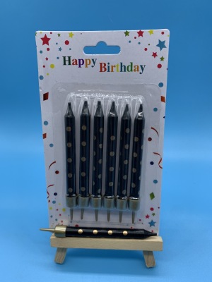 Processing Customized Black Silk-Screen Candle Cake Children's Party Birthday Candle Printing Candle Decoration Artistic Taper and Candle