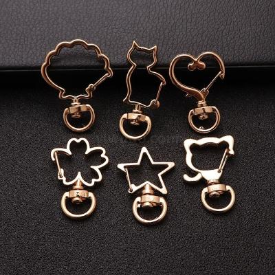 Manufacturer direct sale of special-shaped dog buckle metal accessories diy cat moon heart five-pointed star cartoon key chain