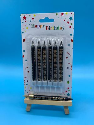 Processing Customized Black Silk-Screen Candle Cake Children's Party Candle Decoration Ins Printed Candle