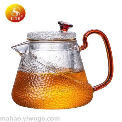 High borosilicate hand-made hammer glass filter teapot