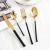 Summer hot black golden handle color 18-8 mirror light hotel restaurant cutlery gift set beef knife coffee spoon fork
