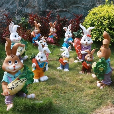 Resin Rabbit Pastoral Style, Zoo Parent-Child Park Decoration