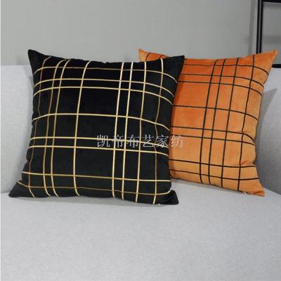 Velvet plaid embroidery light luxury pillow French American style by the bag European neo-classical Nordic model room 