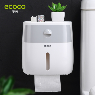 110 Ecoco Ecoco Double Drawer Tissue Box Plastic Punch-Free Toilet Wall Storage Paper Extraction Box