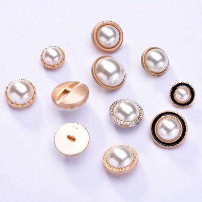 Pearl Button round Versatile Chanel-Style Shirt Women's Decorative Button Clothes Cardigan Shirt Metal Button