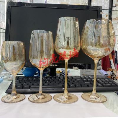 Plating red wine glass golden crystal goblet glass juice glass wine glass green apple glass