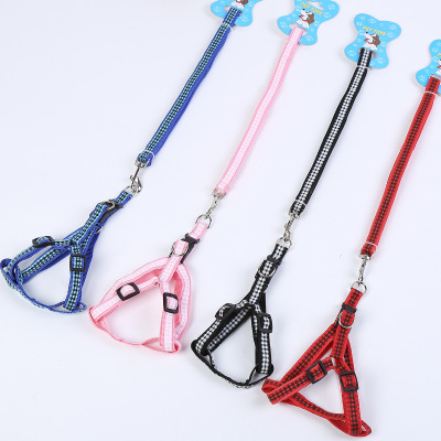 Love is still pet wholesale spot pet rope grid patch cloth with chest and back dog leash manufacturers direct sales