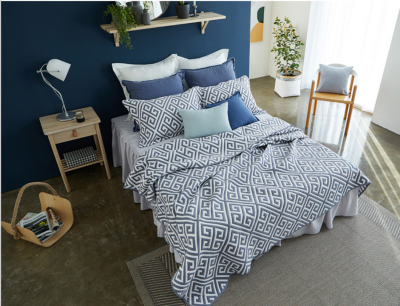 Japan and Korea cool summer thin air conditioning yarn-dyed polyester cotton quilt 3 pcs set jacquard bedding hot sale