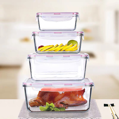 Tempered Glass Bakeware Crisper Lunch Box Oven Microwave Freshness Bowl Bento Box Sealed Buckle Cover Bento Box