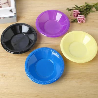 Black, Blue and Purple Yellow Four-Color Disposable Plastic Meal Bowl Fruit Snack Barbecue Stall Factory Direct Sales for Fast Food Restaurant