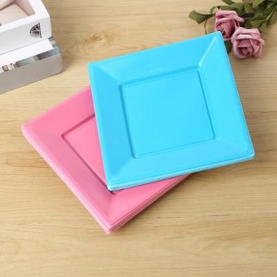 Square Disposable Plastic Plate Dish Fruit Plate Fast Food Restaurant Barbecue Stall Plate Factory Direct Sales