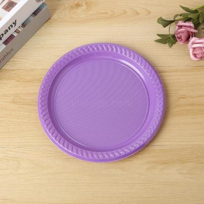 Durable, Clean and Colorful Color Matching Disposable round Plastic Plate Barbecue Shop Serving Plate with Various Colors