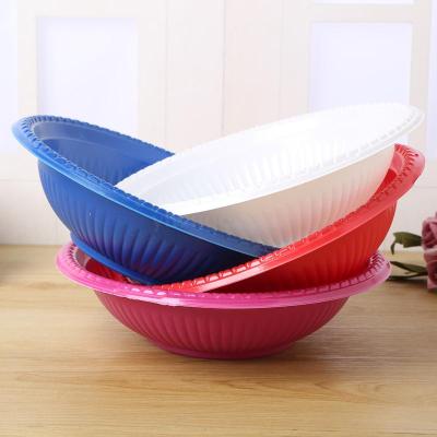 Large Opening Multi-Color round Disposable Salad Bowl Outdoor Portable Cold Dish Bowl Barbecue BBQ Party Ingredients Bowl