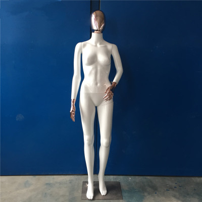Factory Direct Sales Surface Paint Bright White Plastic Gold Head Gold Hand Female Model Clothing Window Display