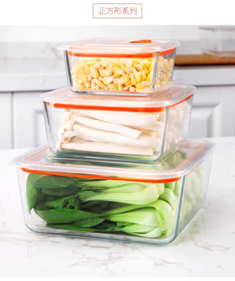 Tempered Glass Square Crisper Microwave Preservation Oven Special Use Bowl Bento Box Sealed Lid Lunch Box