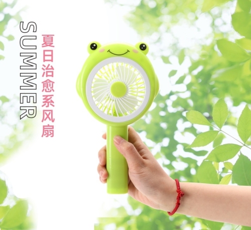 Stall Hand-Held Fan Cartoon Rechargeable Fan Mini Fan USB Fan Belt Light Portable