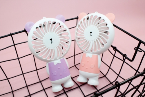 mini colorful night light bear fan easy to carry handheld small fan summer usb charging student portable