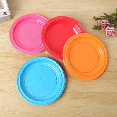 Fast Food Restaurant Barbecue Stall Outdoor BBQ Plate Color Disposable round Plastic Plate Fruit Plate