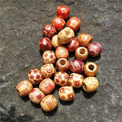 Vintage color printing flower bead package flower bead maple big hole pattern bead loose bead DIY hand beads