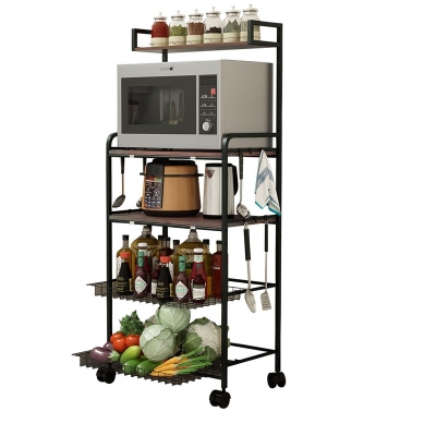 Kitchen shelf fruit and vegetable floor-to-floor multi-layer microwave oven storage rack storage pot oven basket