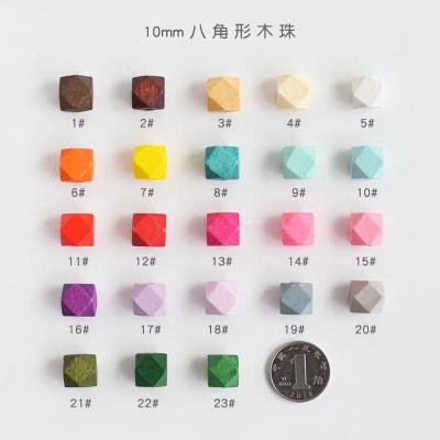 Manual diy jewelry beads accessories 10mm octagon beads wood beads square beads deep coffee log ovules multicolor