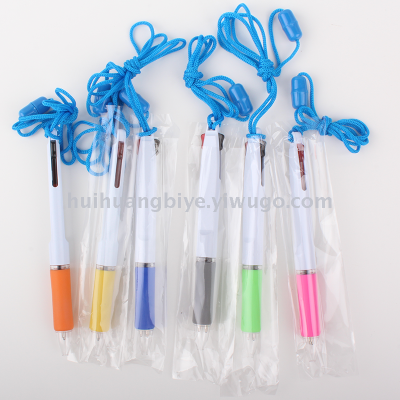 White pen penholder can print LOGO advertising pen penholder can be customized rope double - color ballpoint pen multi 