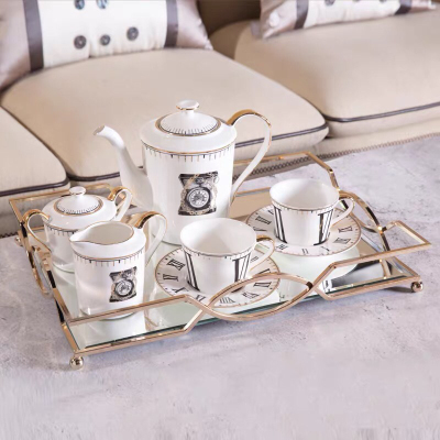 Light Luxury modern metal Gold plating tray Nordic home has received mirror plates on it