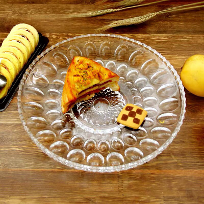 Fruit Plate Household Creative Lead-Free Safety Glass Transparent SUNFLOWER Snack Dish Kitchen Dessert Vegetable Plate