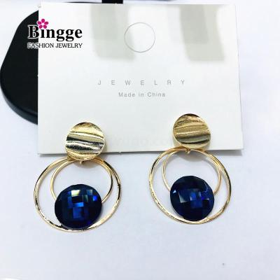 Fashion ring earrings in Europe and the United States getting move tide exaggerated ring ring earrings pendant Korean temperament round earrings jewelry