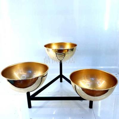 New Chinese style modern home decoration creative metal fruit tray dim sum sitting room light luxury tea table decoration dry fruit tray