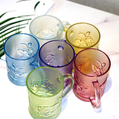 Colorful Glass Rose Cup Colorful Glass Set Living Room Juice Beer Mug Home Glass Cups Tea Cup