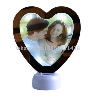 Slingifts Magic Heart Mirror Photo Frame Pendulum Stand Personalized Wedding Photo Frame Activities Gifts with LED Light