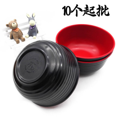 D2441 5# Two-Tone Bowl Red and Black Two-Tone Bowl Melamine Bowl Imitation Porcelain Tableware Yiwu 2 Yuan Shop Binary