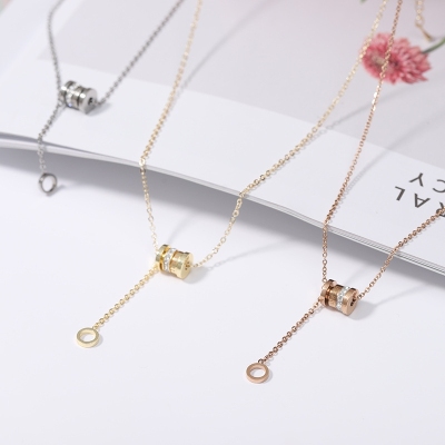 Japanese and Korean new rose Gold small waist titanium steel necklace Choker Simple not losing color temperament Roman Collarbone chain