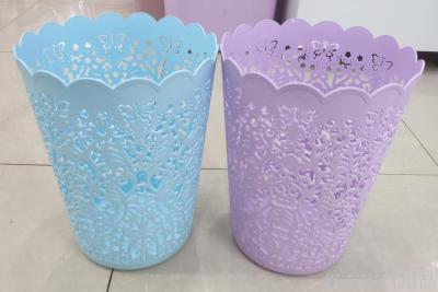 Factory Direct Plastic Hollow Butterfly Trash Can Storage Bucket Creative Carved Household Living Room and Toilet Office Wastebasket