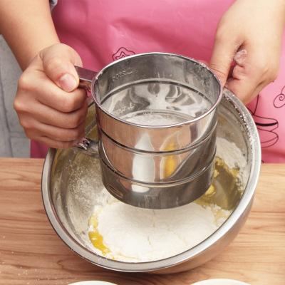 Stainless steel large size flour sifter hand flour sifter cup household flour sifter kitchen tool for baking