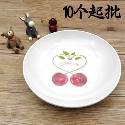 D2142 8-Inch round Imitation Porcelain Plate Melamine Dish Dish Yiwu 2 Yuan Store Second Yuan Store Daily Necessities