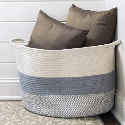 Cross-border hot cotton yarn woven basket Manufacturers Directly for finely woven Portable Cotton Cord basket