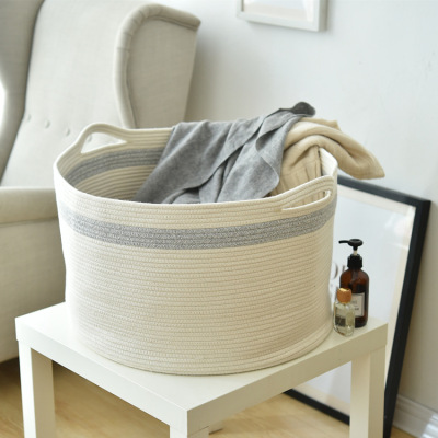 New Japanese Style Cotton Cord Woven Storage Basket Toy Clothes Finishing Storage Basket Cross-Border Cotton String Basket Laundry Basket