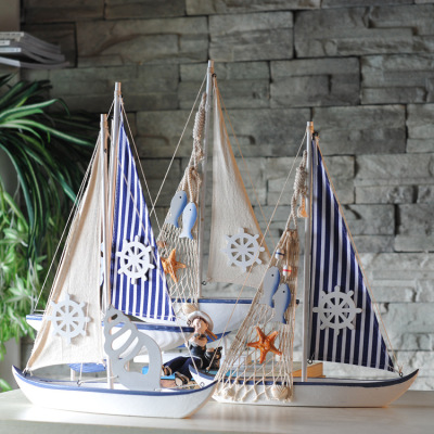 American Sailboat Mediterranean-style Fish Boat Home Accessories Boat Model Creative Home Furnishing pieces - Myron