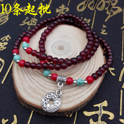 A1321 6mm Three Rings Agate-like Bracelet Popular Ornament Supply Jewelry Yiwu 2 Yuan Two Yuan Store